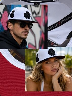 Moy Ferreti Black Clover Money Bag Live Lucky White and Black Baseball Hat